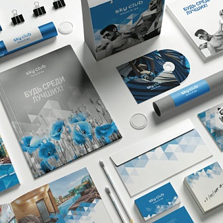 Логотип и фирменный стиль для фитнес клуба SKY CLUB